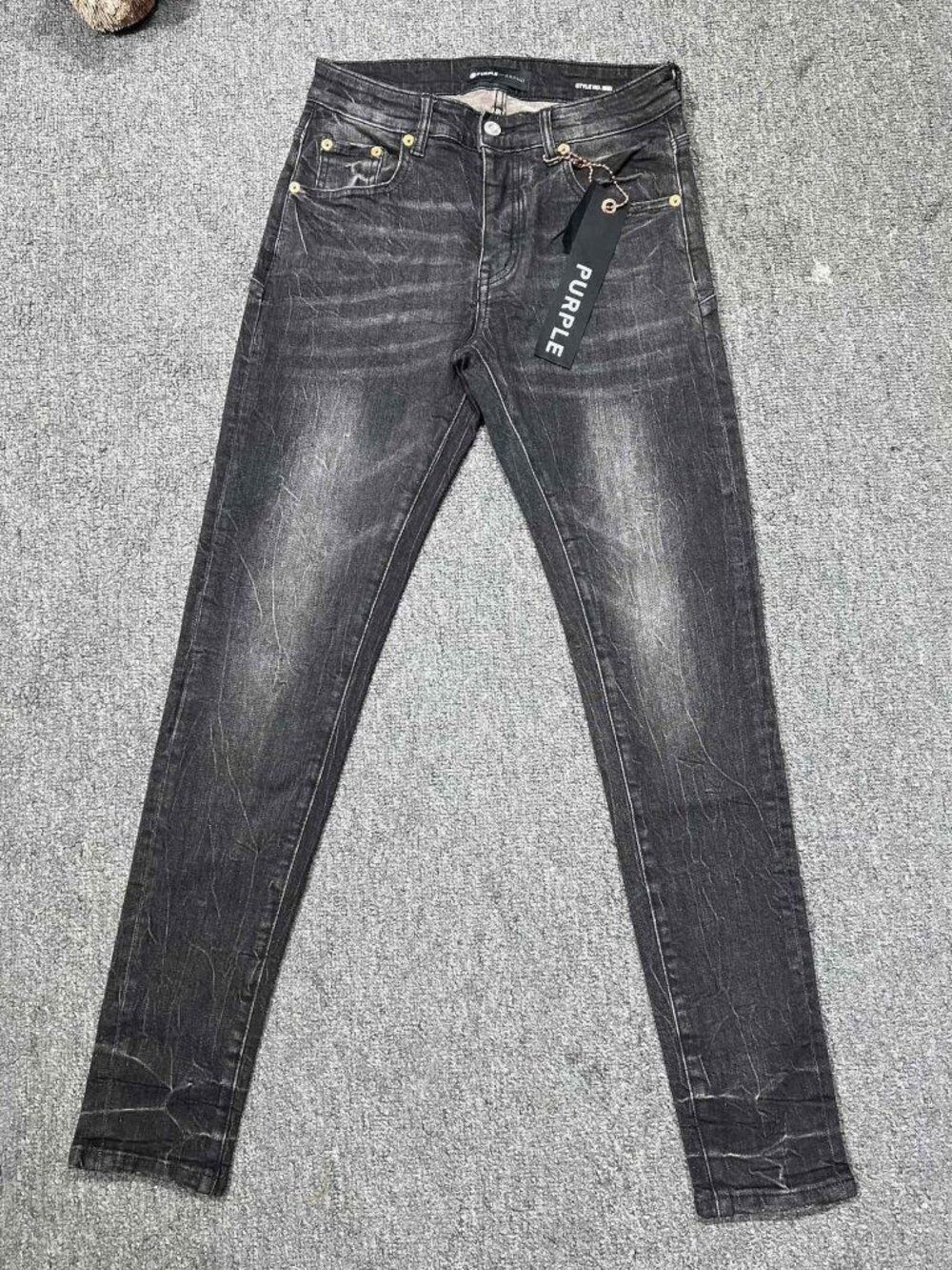 Purple Simple Black Jeans With White Stripes And No Pattern